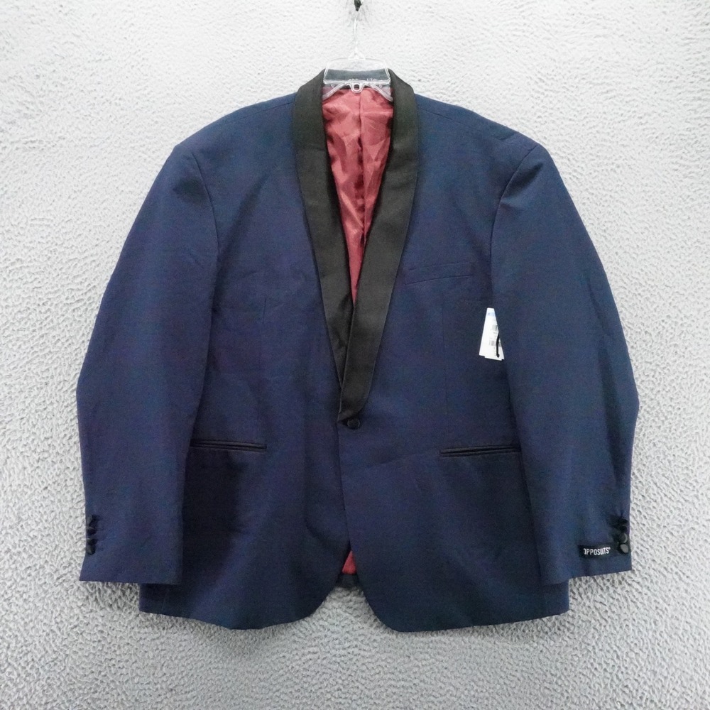 OppoSuits Mens Navy Blue Tuxedo Blazer Black Shawl Lapel Single Button Size 52